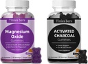 Aktiverade Charcoal Gummies 400mg, Magnesium Oxide Gummies 500mg Sugar Free för vuxna och barn, snabbare att rengöra, Detox, Gas Relief, Gut & Oral Health, Bästa Mg Form för "Digestion"
