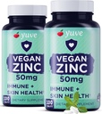 Yuve Natural Vegan Zinc Vitamins Supplements 50mg, Supreme Immune Support, Snabb Relief från Colds och Flu, Acne Free Skin, Healthy Hormone Levels, Non-GMO, Gluten & Sugar Free - 100 Veg Tabs (2 Pack)