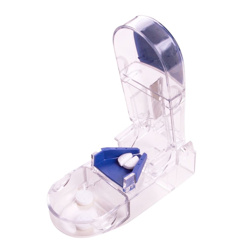 Apex Ultra Pill Cutter, Professional Medical Pill Splitter med Retracting Blade Guard, för exakt skärning små eller stora tabletter, vitaminer, blå / grön och klar, 1 greve, kompakt och resorvänligt
