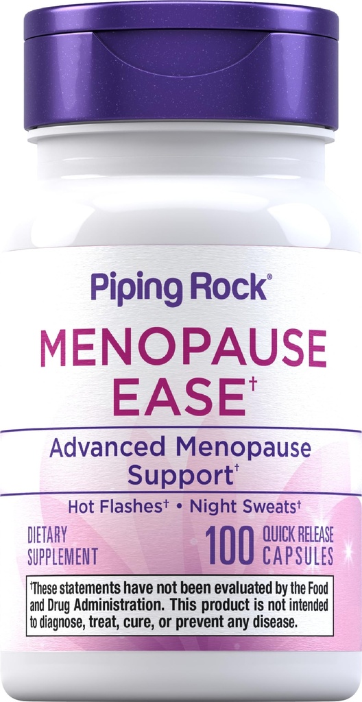 Piping Rock Menopause Supplement för kvinnor | 100 kapslar | Avancerad komplext tillskott | med Black Cohosh, Red Clover, Chasteberry | Non-GMO, Gluten Free