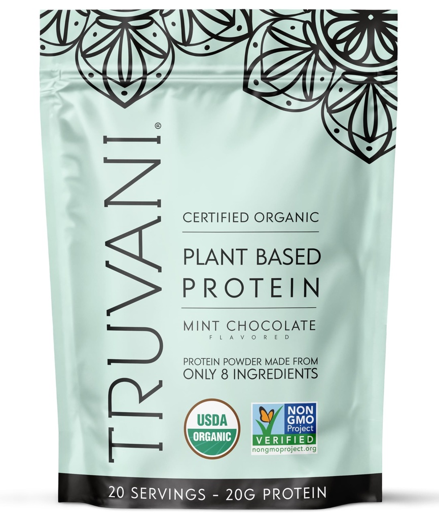 Truvani Vegan Pea Protein Powder | 20g Organic Plant-Based Protein | Keto | Gluten & Dairy Free | Low Carb | No Added Sugar | Mint Chocolate | 20 portioner |