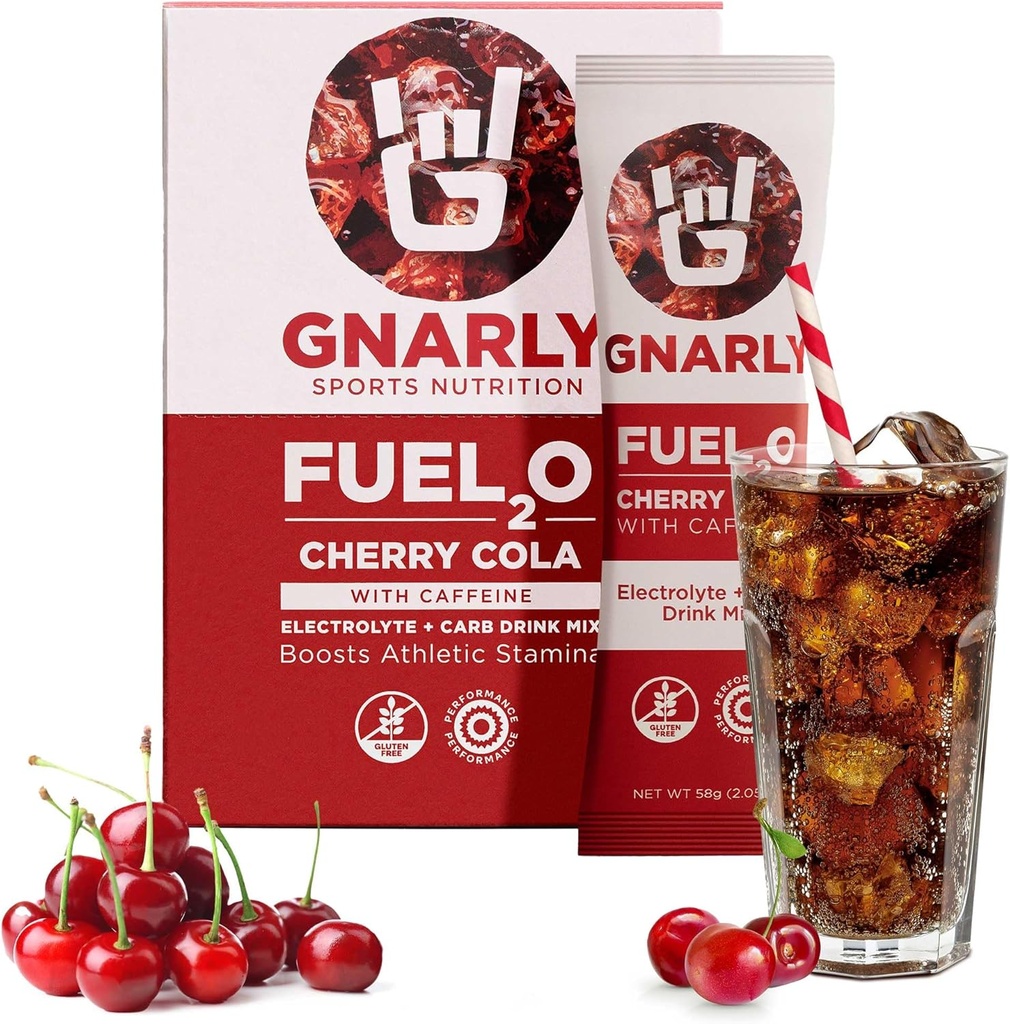 Gnarly Nutrition Fuel2O Electrolyte Powder Packs, Cherry Cola - Electrolyte Lösning, Bränsle, Nedläggning och Återhämtning - Fuel2O Endurance Nutrition - Cherry Cola, 10-Pack