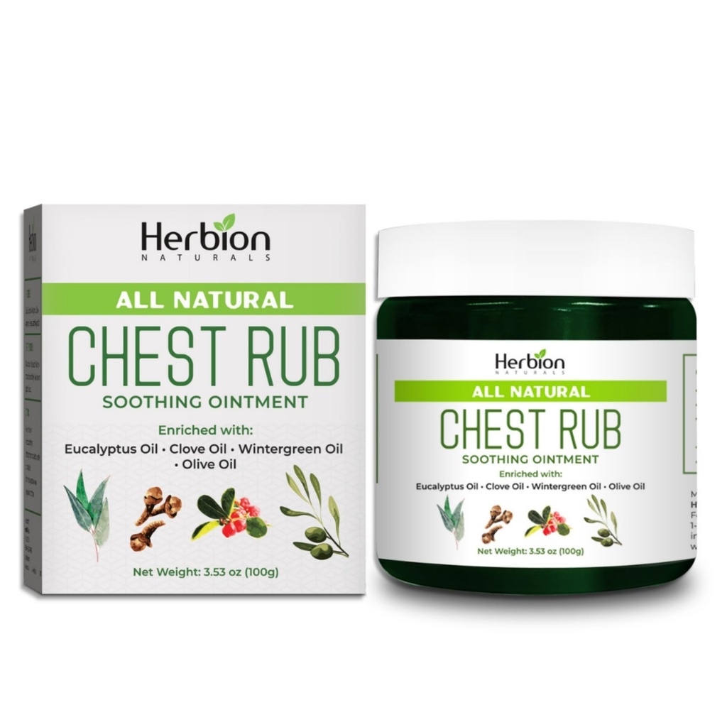 HERBION Naturals Chest Rub - Soothing Ointment med lugnande ångor för vuxna och barn 2 + - Relieves Cough, Cold, Nasal & Chest Congestion - Reduces Muscle & Joint Aches (3.53 Oz (Pack av 1)