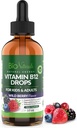 Bio Naturals Vitamin B12 flytande droppar för vuxna och barn - 100% naturliga sublingualmetylkobalamin - Högsta absorption - Energi & hjärnbooster hjälper till med trötthet och svaghet - Wild Berry - 2 fl oz