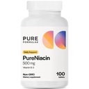 PureFormulas Pure Niacin - Vitamin B3, 500 mg omedelbar frisättning Niacin 500mg - Nikotinsyra 100 tabletter - Non-GMO B3 Vitamins Niacin Supplement