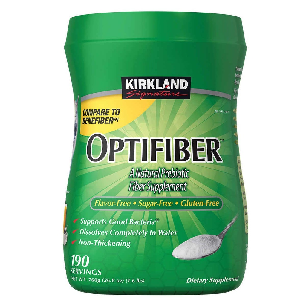 KIRKLAND Signature OPTIFIBER, Powder, Sugar Free Favor Free Gluten Free Non Thickening, NET WT 760g/26,8 oz (1,6 lbs) (190 portioner)