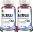 2 Pack Kalium Magnesium Gummies med kalium Ctrate 200 mg, Magnesium Glycinate 320 mg Plus Calcium, Zink, Vitamin - Kaliumtillskott för Leg Cramps, Hjärta, Muscles Health Support