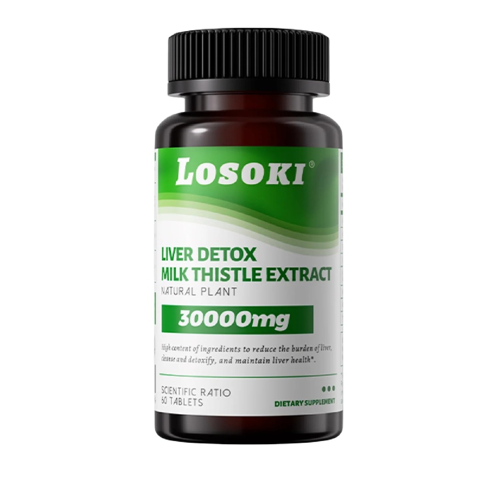 Liver Detox Supplement, 30 000 mg mjölk Thistle Extract, gurkmeja, Artichoke & Glutathione - Stöder Liver Health & Antioxidant Funktion - 60 tabletter