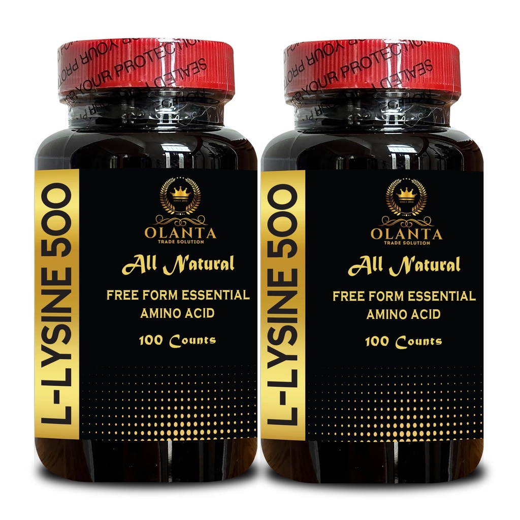 L-Lysin 500 - L-Lysine 500mg, för hälsosam immunfunktion, stöder Collagen Synthesis, Soy-Free, Gluten-Free, Non-GMO, Lysine Supplement Supports Healthy Lip och Oral Tissue - 2 flaskor 200 grejer