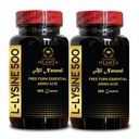 L-Lysin 500 - L-Lysine 500mg, för hälsosam immunfunktion, stöder Collagen Synthesis, Soy-Free, Gluten-Free, Non-GMO, Lysine Supplement Supports Healthy Lip och Oral Tissue - 2 flaskor 200 grejer