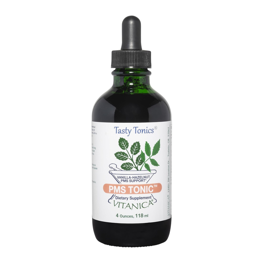 Vitanica PMS Tonic, Premenstrual Support och Relief, Saint Johns Wort, Dong Quai, Chaste Tree Berry, Wild Yam och mer, Vegan, 4 Ounce