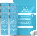 Viter Energy Original Caffeine Mints Wintergreen Flavor 6 Pack och 1/2 Pound Bulk Bag Bundle - 40mg Koffein, B Vitaminer, Sugar Free, Vegan, Kraftfull energi Booster för Fokus och Alertness