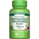 Naturens sanning Echinacea Goldenseal Capsules | 1400mg | 100 greve | Vegan, icke-GMO & Gluten fri tillägg | Herbal Support Complex