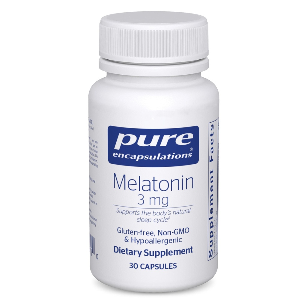 Rena inkapslingar Melatonin 3 mg - Antioxidant tillskott för att stödja naturlig sömn och lättnad av yrkessömnlöshet - för naturligt sömnstöd * - 30 kapslar