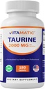Vitamatic Taurine 2000mg Vegetariska tabletter, 180 greve, icke-GMO, Gluten Free