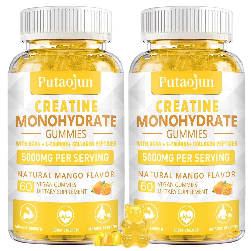 Kreatinmonohydrat med vitaminer D3 & B12 | Sugar-Free Hydrolyzed Collagen & Creatine Gummies | 120 greve