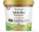 NaturVet All-in-One Dog Supplement - för Joint Support, Digestion, Skin, Coat Care - Dog Multivitaminer med mineraler, Omega-3, 6, 9 - Wheat-Free Vitaminer för hundar - 60 Mjuka Chews