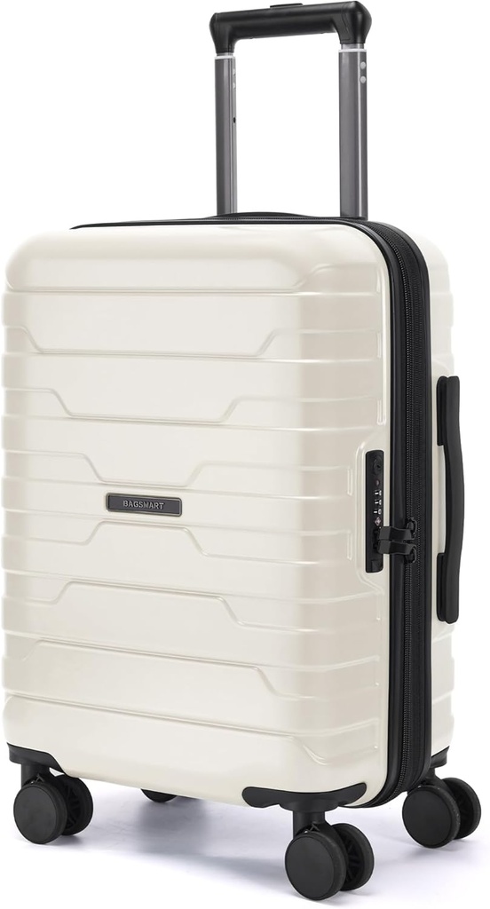 BAGSMART Bär på bagage 22x14x9 Airline Godkänd med Spinner Wheels, Ljusvikt 20 tums bagage med TSA Lock,Expandable Hard Shell Carry på väskor för män kvinnor, Vit