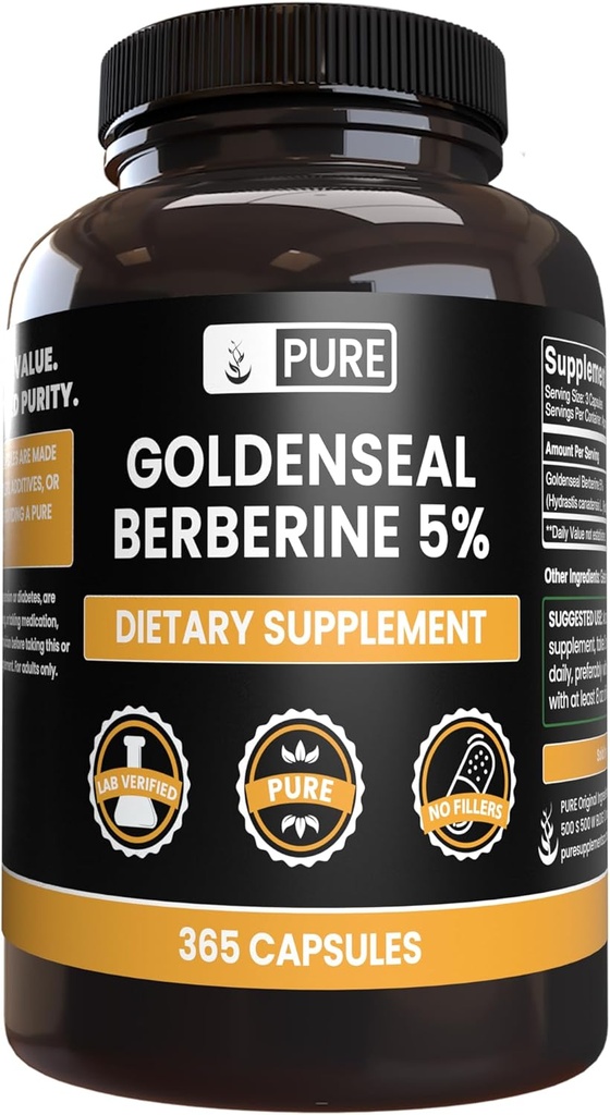 PURE ORIGINAL INGREDIENTS Goldenseal Berberine No Magnesium Or Rice Fillers, Always Pure, Lab Verified (365 greve)