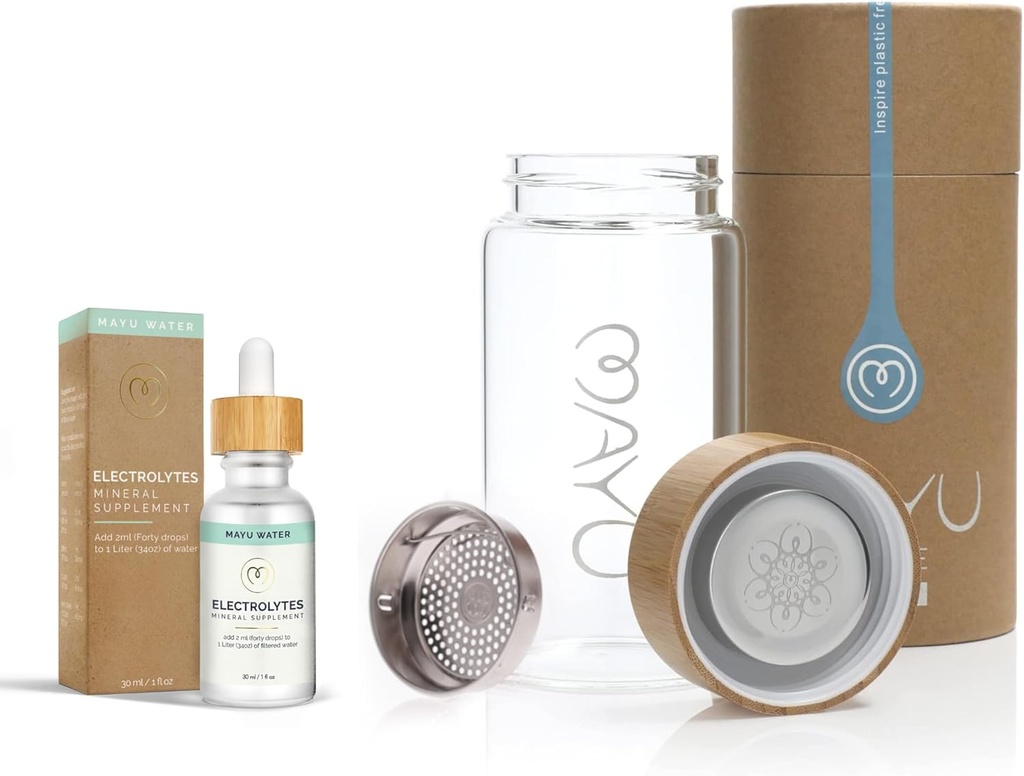 MAYU Electrolyte Water Drops + 0,5L vattenflaska med Bamboo Lid | Electro Spirit Bundle