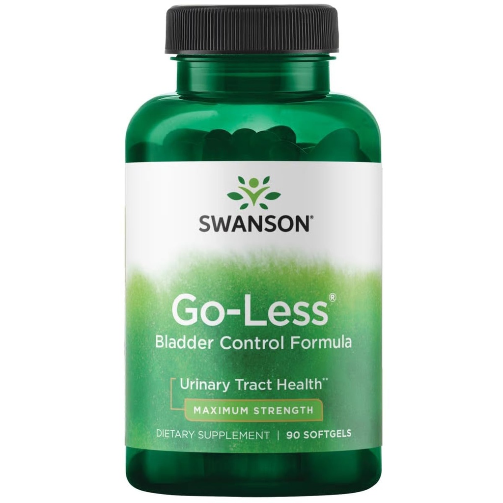 Swanson Go-Less Bladder Control Formel - Främjar urinvägs hälsa och hälsosamt blåsstöd - naturligt tillskott för vuxna med Pumpa Seed Extract - (90 Softgels) 1 Pack