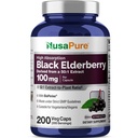 NusaPure Black Elderberry 50:1 Extract, 100 mg Equivalent till 5 000 mg per Veggie Capsules, 200 greve (Non-GMO, Bioperine) Sambucus Supplement