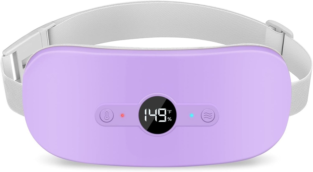 NOWWISH Värme Pad för period kramper Smärta Relief, Portable Electric Cordless Menstrual Värme Pad laddningsbar med 6 värmenivåer och 6 Massage Modes, julklappar för kvinnor Teen Girls, Purple