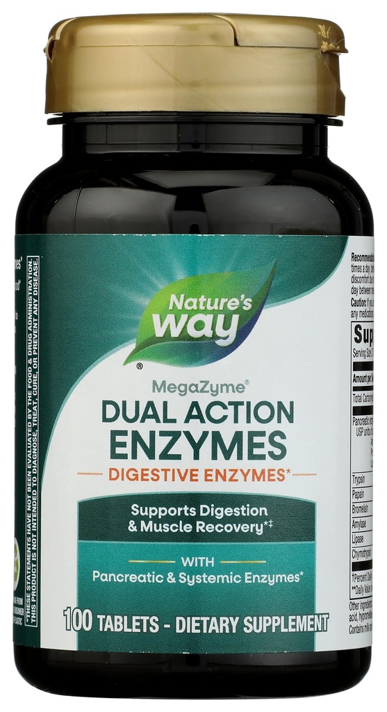Naturens sätt Mega-Zyme, Pancreatic & Systemic Enzymes*, Relieves Occasional Muscle Soreness på grund av överexertion och träning, * Digestive Support *, 100 tabletter (Packaging May Vary)