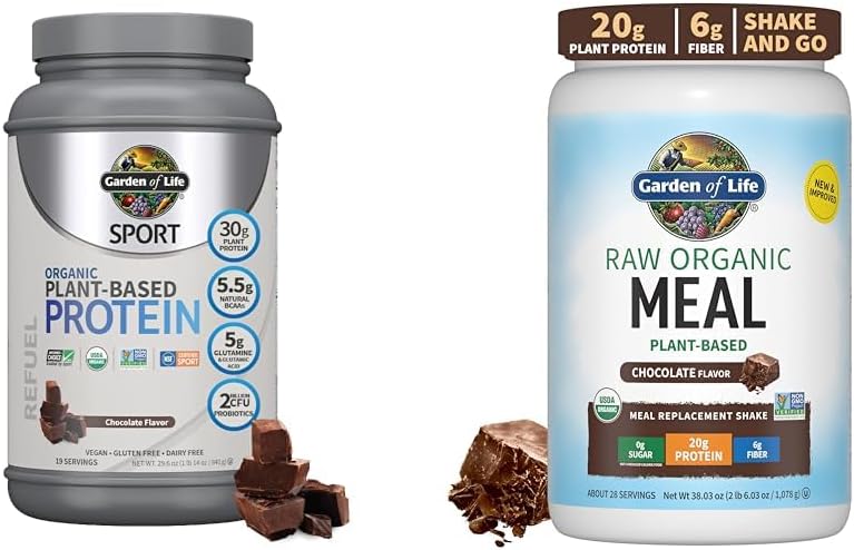 Garden of Life Organic Vegan Sport Protein Powder, Chocolate - Probiotics & Raw Organic Meal Replacement Shakes