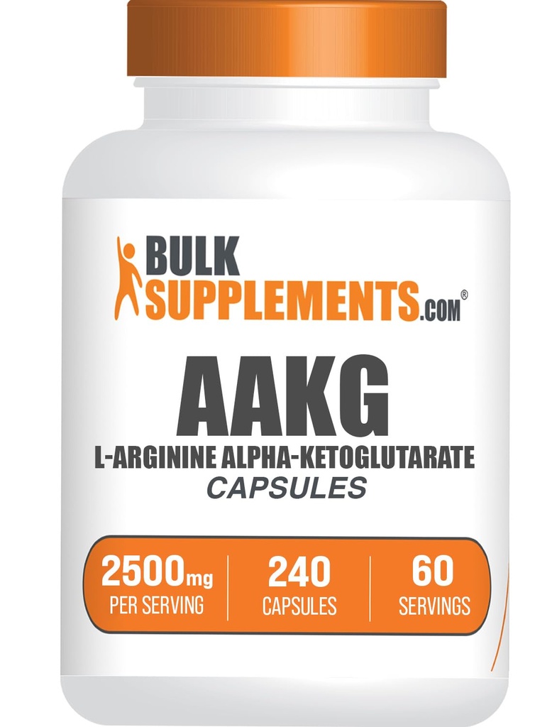 BulkSupplements.com AAKG Capsules - L-Arginine Supplement, Nitric Oxide Supplement - Gluten Free, 4 kapslar per portion, 240 greve (Pack of 1)