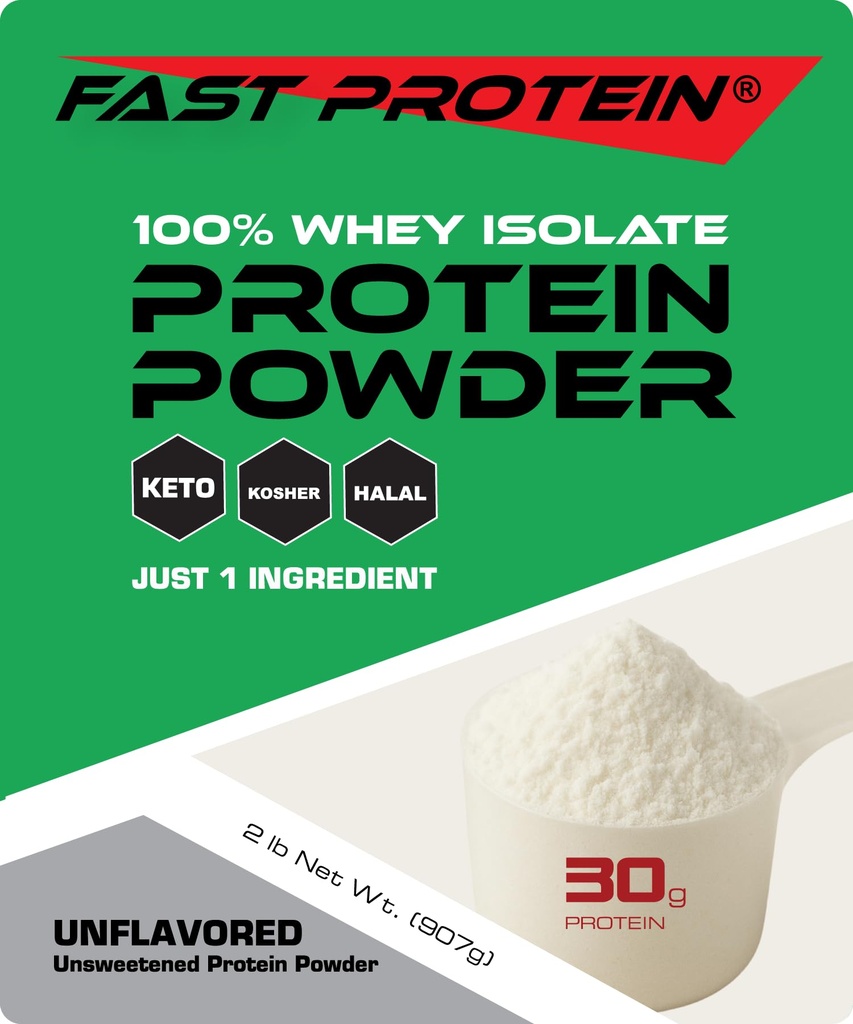 Whey Isolate Protein Powder Unflavored - 30 g proteinpulver - Kosher, Halal, Keto, Clean Label, Fast Protein - 2LB 30 portioner