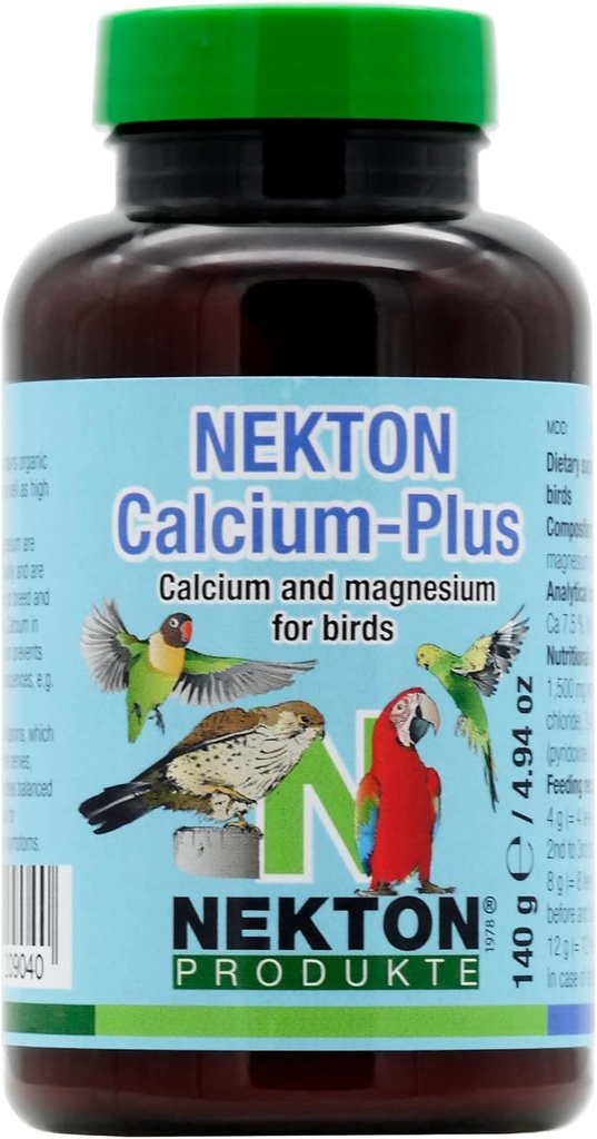 Nekton Calcium Plus - Kalcium med Magnesium & Vitaminer, Vit, 140g/5 oz