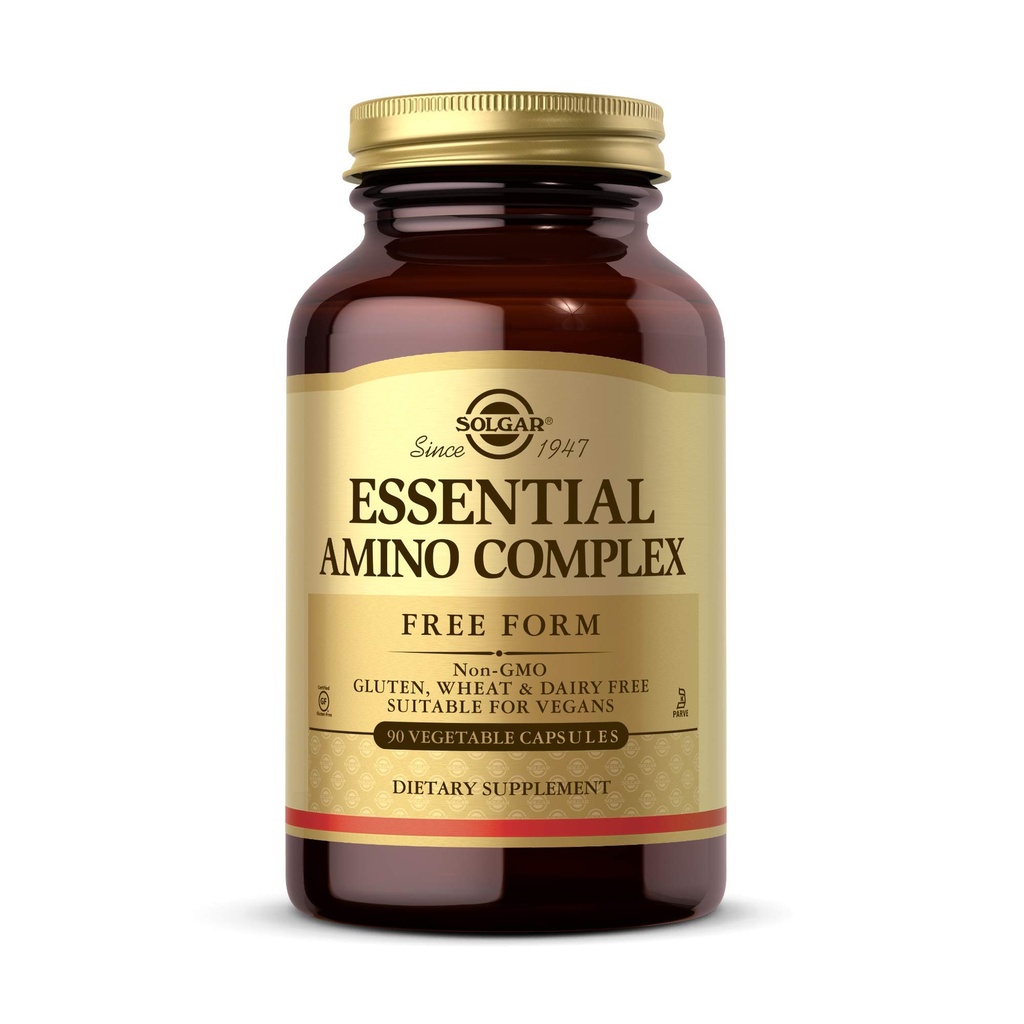 Solgar Essential Amino Complex, 90 Vegetable Capsules - Gratis Form Essential Amino-syror - Non-GMO, Vegan, Gluten Free, Dairy Free, Kosher - 90 portioner