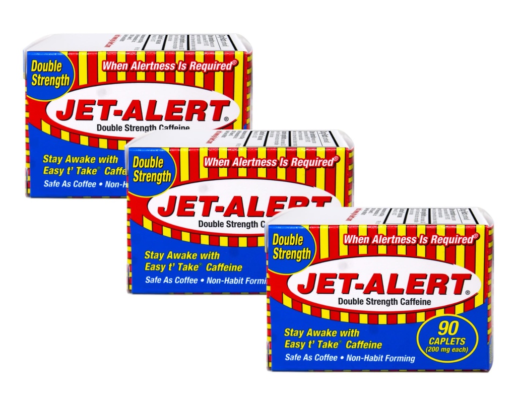 Jet-Alert Double Strength Caffeine 200 Mg Caplets, 90 kapell, Pack of 3