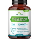 Zazzee Delayed Release Serrapeptase, 120.000 SPU per kapsel, 120 Vegan kapslar, 4 månaders leverans, extra styrka, potenta och koncentrerade systemiska enzymer, 100% vegetariska, all-naturliga och icke-GMO