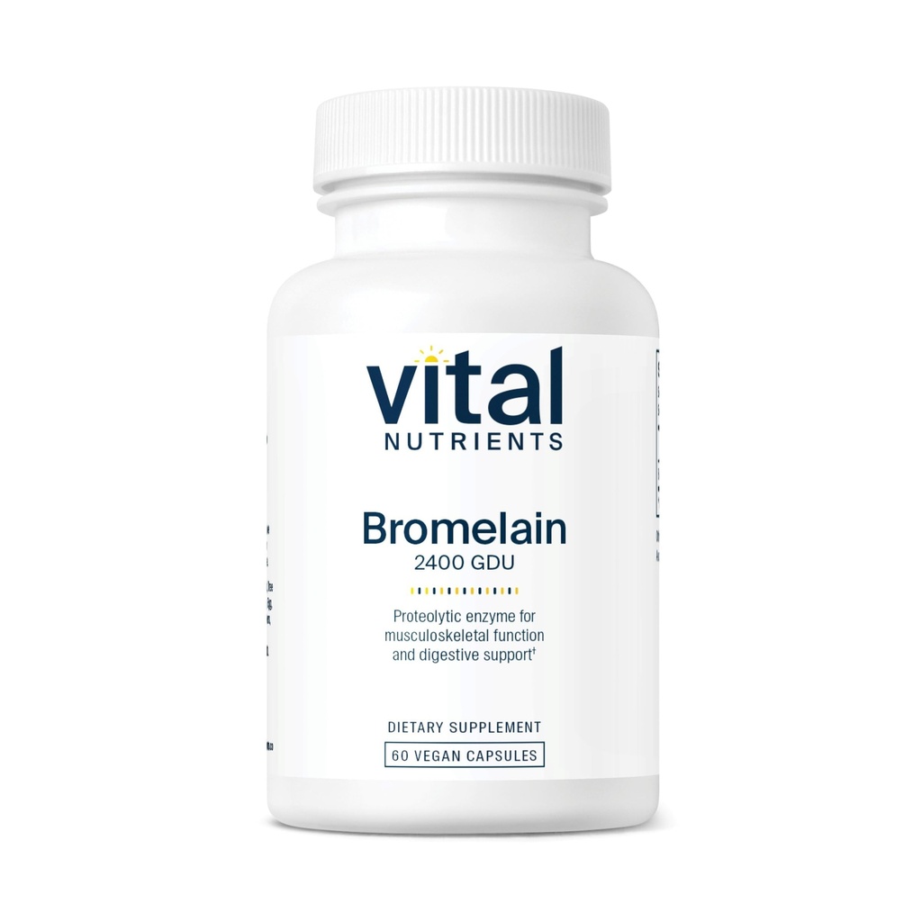 Vital Nutrients Bromelain 2400 GDU | Vegan Bromelain Supplement för att stödja protein Digestion * | Digestive Enzyme från Pineapple | Gluten, Dairy, Soy Free | Non-GMO | 60 kapslar
