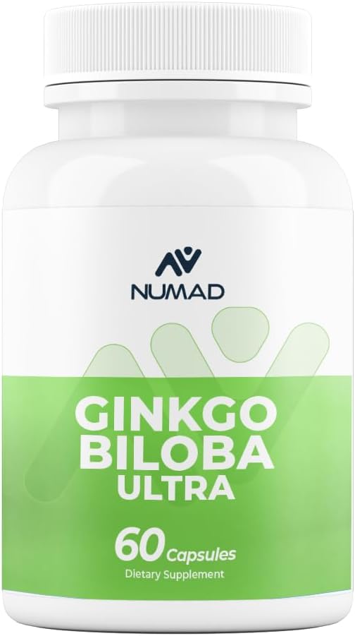NUMAD Ginseng (600mg) + Ginkgo Biloba (120mg) 60 kapslar Extra styrka Nootropics Brain Support Supplement för Memory & Focus