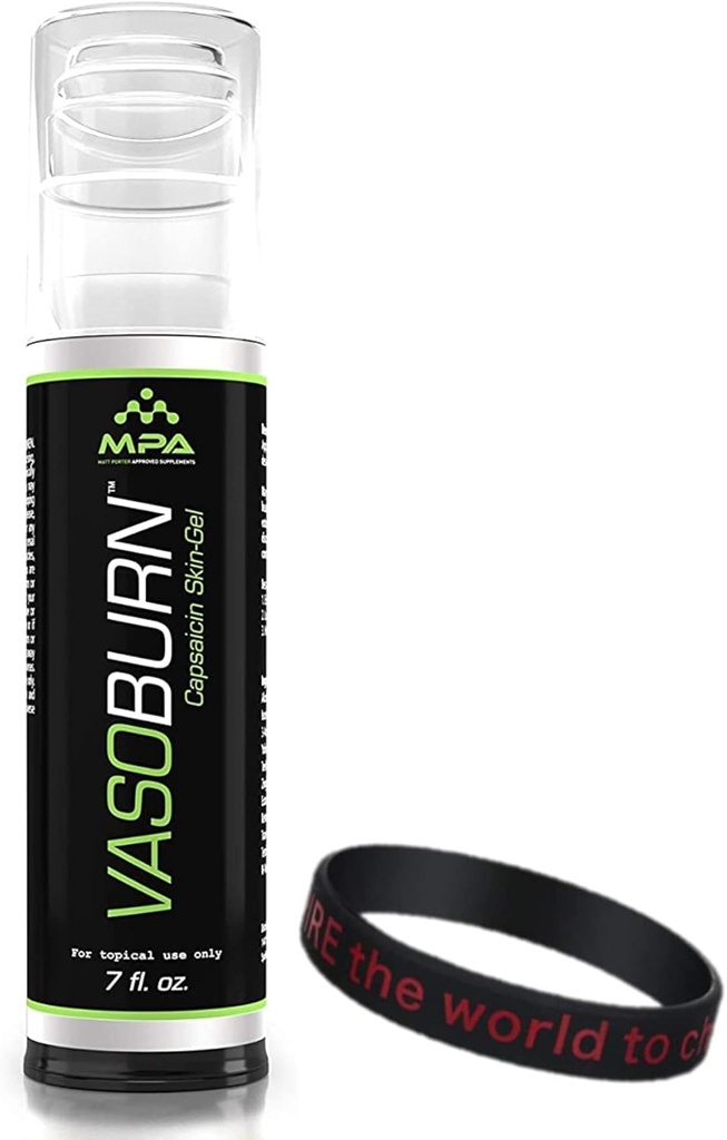 MPA Vasoburn Capsaicin Skin-Gel Pump Bottle, Targets Stubborn Areas, Capsaicin Cream, yohimbine Cream, bunt med ett Motivational Wristband Armband för att motivera och stödja dig (7 oz.)
