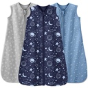 Baby Sleep Sack 12-18 Månader 3 Pack 100% bomullslätt 0,5 TOG Wearable Blanket Baby Sleep Bag med 2-Way Zipper för Spädbarn Blå