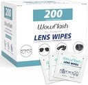 200 Count Lens Wipes för glasögon, glasögonlinser rengöring Wipes Förfuktad Individuellt inslagna Sracth-Free Streak-Free Eye Glasses renare Wipes för solglasögon, kameralinser, Goggles