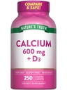 Naturens Sanning Kalcium 600mg med vitamin D3 | 250 Caplets | Kalciumkarbonat | Vegetarisk, icke-GMO & Gluten fri tillägg
