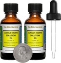 Lugols jod / 2% Lösning / 2 Oz i två Amber Glasflaskor / Free Droppers / USA