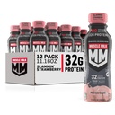 Muscle Milk Pro Advanced Nutrition Protein Shake, Slammin' Strawberry, 11.16 Fl Oz (Pack of 12), 32g Protein, 1g Sugar, 16 Vitaminer & Mineraler, 5g Fiber