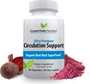 Rent organiskt beet rotpulverextrakt - blodcirkulation, främjar artärer och vener, ökar kväveoxidproduktionen. 1300 mg, 60 Veggie kapslar