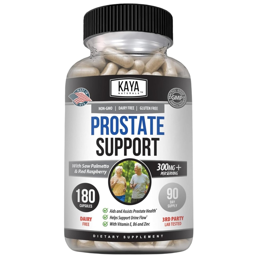 Kaya Naturals Prostate Support | Potent DHT Blocker för hårväxt, främja sömn, Beta Blocker för att minska frekvent urinering, stödja blåsa sysselsättning och uthållighet (180 kapslar)