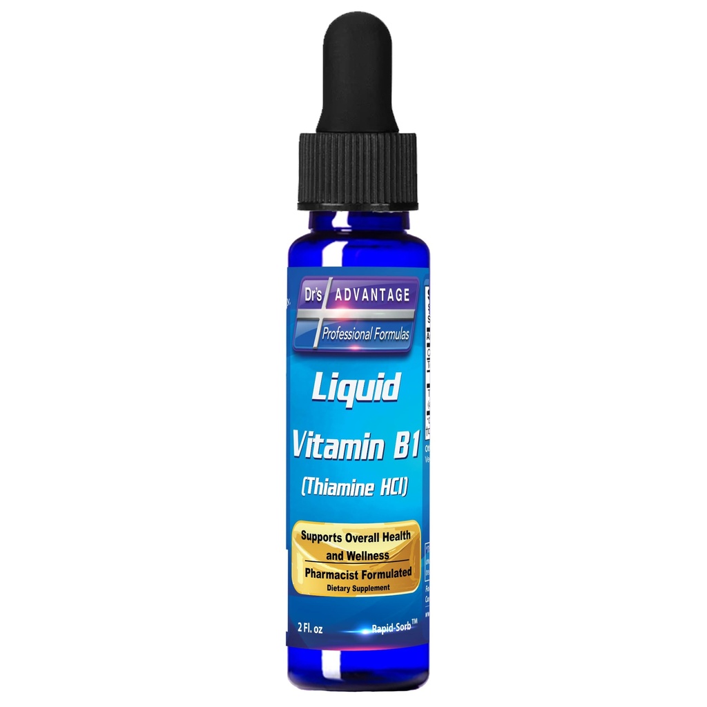 Dr's Advantage Liquid Vitamin B1 Dropper 2oz - Thiamine B1 Supplement for Energy Support - Essential B1 Vitaminer - Främjar Metabolism och Nervous System Health