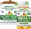 Allergy Relief + Omega 3 Bundle - Anti-Itch Skin & Coat Supplement + Skin Allergy - Omega 3 Fish Oil + EPA & DHA Fatty Acids - Itching & Paw Licking + Joint Health - 120 Chews + 180 Softgels - Tillverkad i USA