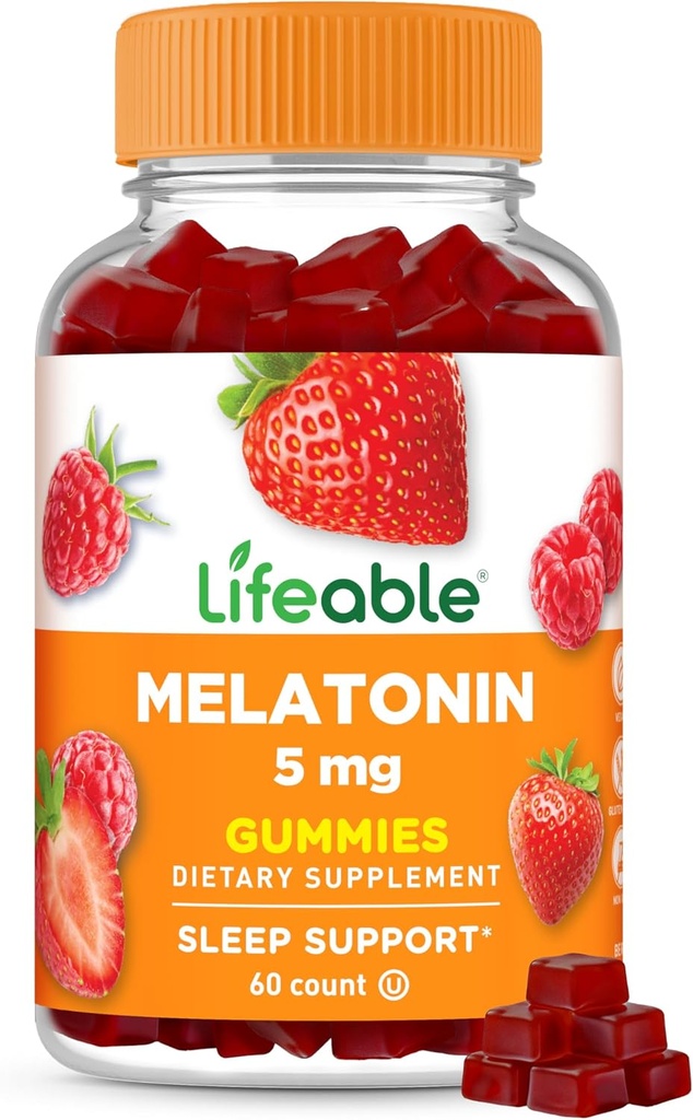Livlig Melatonin 5mg Gummies | Stor smaksättning sömn tillskott för vuxna | Kan hjälpa till att falla och sova | Vegetariska sömn Gummies för vuxna, män, kvinnor | 60 Melatonin Gummies 5mg