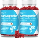 2 Pack Ashwagandha Gummies med L-theanin, Ashwa Root Supplement Gummy för kvinnor män, 120 blandade Berry smaksatta gummies