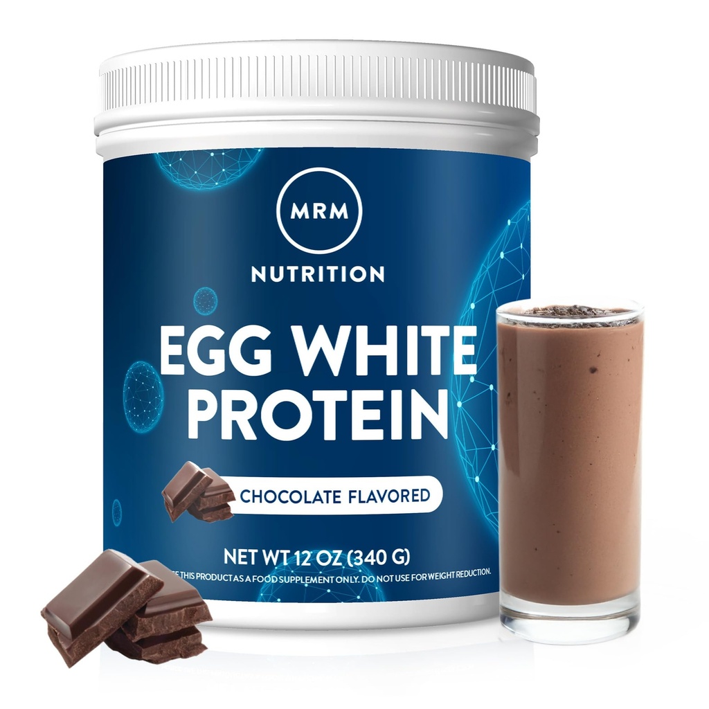 MRM Nutrition Egg White Protein | Chocolate Flavored | 23g Fat-Free Protein | med Digestive enzymer | Högsta biologiska värde | kliniskt testad | 10 portioner
